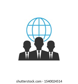 Global user, businessman icon. Vector illustration, flat design