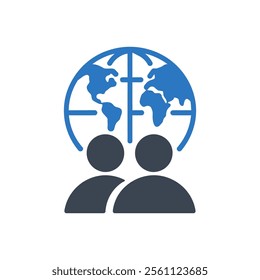 Global Users Connection Icon On White Background