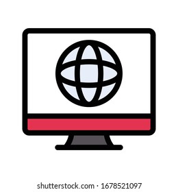 Flachfarbensymbol für globale Vektorillustration 