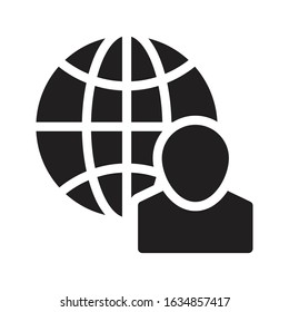 global vector glyph flat icon 