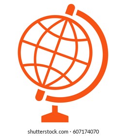 Global vector icon. Flat orange symbol. Pictogram is isolated on a white background. Designed for web and software interfaces.