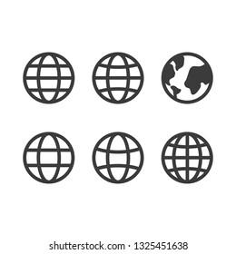 Global vector icon set, Round ball collection, grid. Line outline thin flat design sign for web, website, mobile app