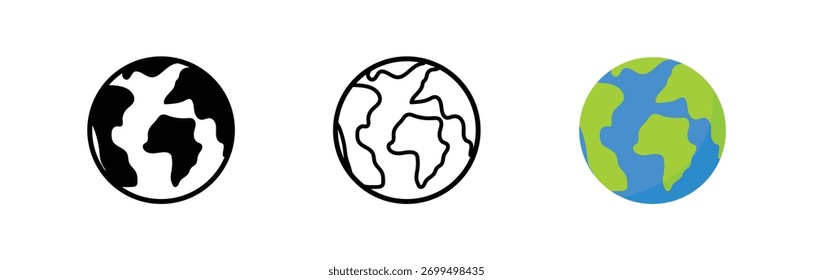 Conjunto de iconos vectoriales globales. Icono de Vector terrestre