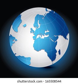 Global, Vector illustration of Global map in Africa, Middle East and European continents view.