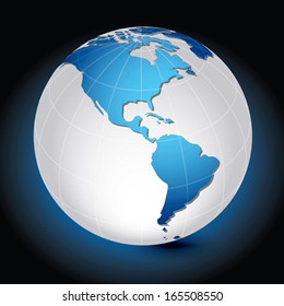 Global, Vector illustration of Global map in America Continent view.