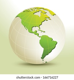 Global, Vector illustration of Global map in America Continent view.