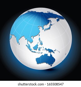 Global, Vector illustration of Global map in Oceania view.
