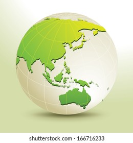 Global, Vector illustration of Global map in Oceania view.