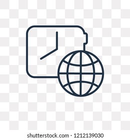 Global vector outline icon isolated on transparent background, high quality linear Global transparency concept can be used web and mobile