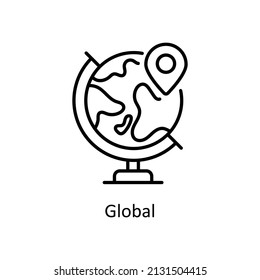 Global vector outline icon for web isolated on white background EPS 10 file
