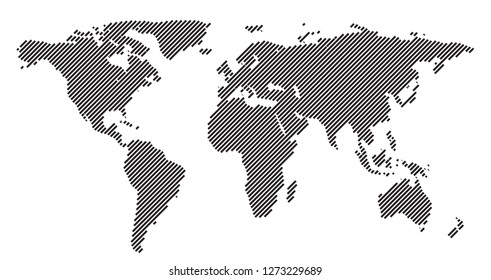 Global vector world map isolated on white background. Simple worldmap silhouette or earth atlas with schematic outlines of continents