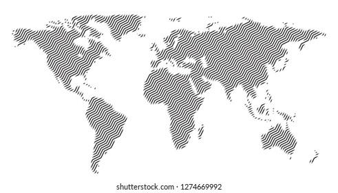 Global vector world map isolated on white background. Simple worldmap silhouette or earth atlas with schematic outlines of continents