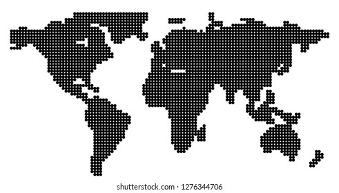 Global vector world map isolated on white background. Simple worldmap silhouette or earth atlas with schematic outlines of continents