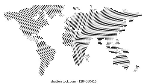 Global vector world map isolated on white background. Simple worldmap silhouette or earth atlas with schematic outlines of continents