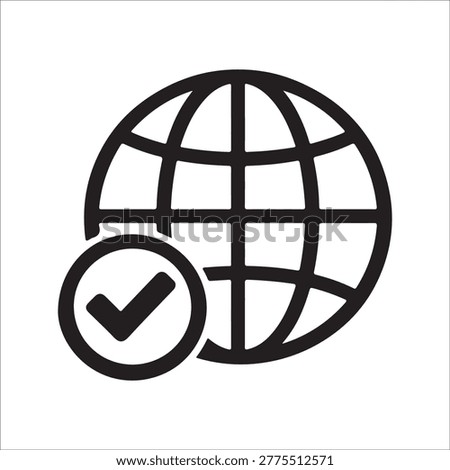 Global Verified Icon, Internet Approved Symbol, Worldwide Online Solid