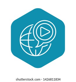 Global video blog icon. Outline global video blog vector icon for web design isolated on white background