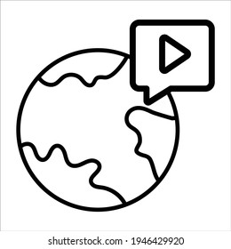 global video chat line icon modern illustration