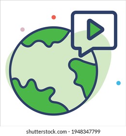global video flat line  icon modern illustration