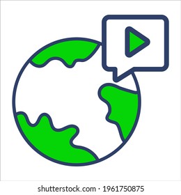 global video flat line icon modern illustration