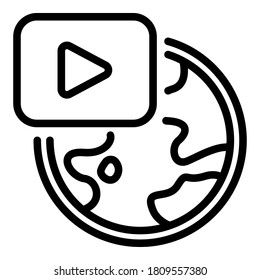 Global video work icon. Outline global video work vector icon for web design isolated on white background