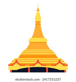 Global Vipassana Pagoda - modern flat design style single isolated image. Neat detailed illustration of monument and meditation hall in Mumbai in India. Buddhist temple, religion and cultural heritage