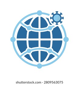 Global viral network connection vector graphic with connection coronavirus pandemic outbreak pathogen infection technology communication