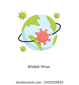 Vector global de virus Icono plano Ilustración de diseño Símbolo sobre fondo blanco EPS 10 Archivo 