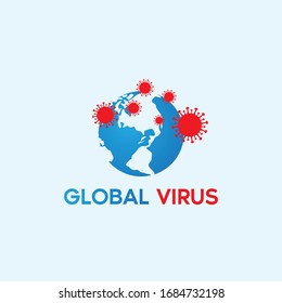plantilla de diseño del logotipo del vector de virus global