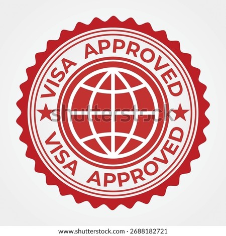 Global Visa Approved Seal with Globe Symbol Vector Design