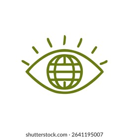 Global vision An eye sees world. Icon symbol illustration