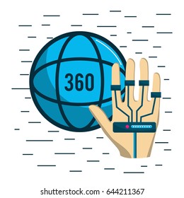 global vitual reality with hand element