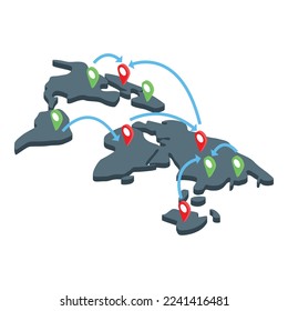 Global vpn icon isometric vector. Server network. Web internet