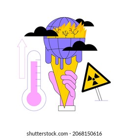 Ilustración del vector conceptual abstracto del calentamiento del planeta. La contaminación ambiental, el impacto de la calefacción global, el aumento de la temperatura, el clima de la tierra, el cambio climático, la metáfora abstracta del efecto invernadero.