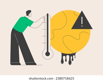 Global warming abstract concept vector illustration. Environmental pollution, global heating impact, temperature increase, earths climate, climate change, greenhouse effect abstract metaphor.