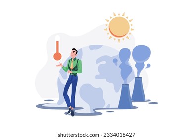 Global Warming Awareness Illustration concept on white background