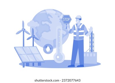 Global Warming Awareness Illustration concept on white background