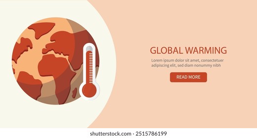 Ilustração da faixa do aquecimento global. Mudanças climáticas. Aumento da temperatura. Ilustração da crise ambiental. Banner do aquecimento global para empresas