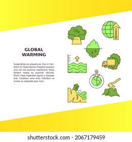 Global warming banner with place for text. Ecology problems banner in line style. Vector illustration.
