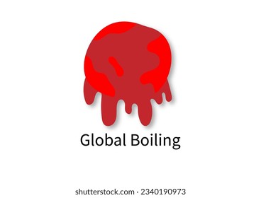 Global warming or boiling. Red hot earth melting on white background. Climate change.


