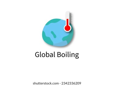 Global warming or boiling. Thermometer with earth on white background. Climate change.


