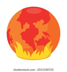 global warming burning earth icon isolated