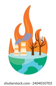 global warming burning illustration isolated