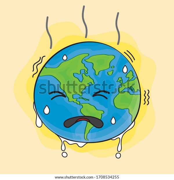 Global Warming Cartoon Vector Illustration Hand Stock Vector (Royalty ...