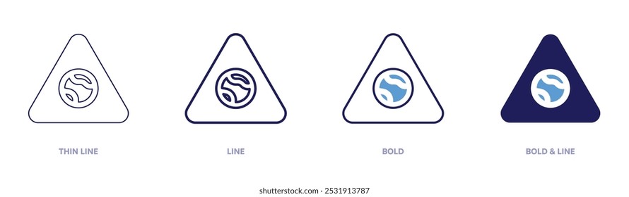 Global warming clean technologies icon in 4 different styles. Thin Line, Line, Bold, and Bold Line. Duotone style. Editable stroke.