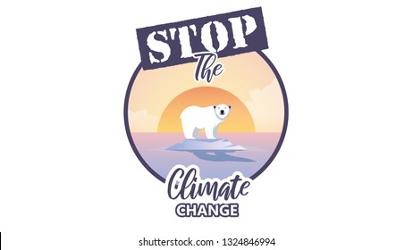 Global warming. Climate change concept. Polar bear on floating ice.
