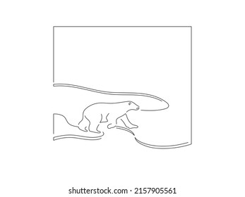 Global warming   climate change concept in line art drawing style  Composition polar bears surviving  Black linear sketch isolated white background  Vector illustration design 