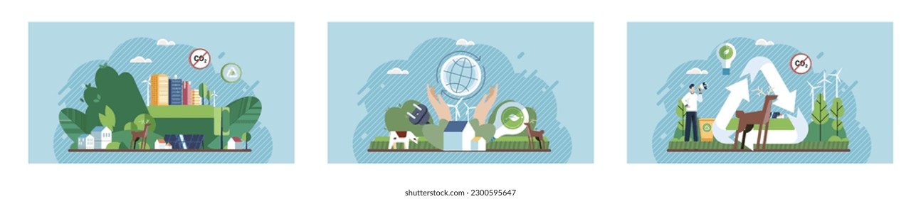 Global warming, climate change, ecology problems set. Earth day metaphors. Save the planet symbols. Eco environment signs. Saving the planet, World Environment Day. Eco activist. Renewable energy