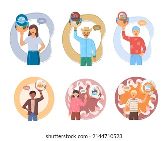 Global warming, climate change metaphor, natural disaster, deforestation, global heating, air pollution. Environmental accident on planet, ecological catastrophy warning icons world problem destroys