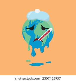 Global warming , climate change ,over heat weather affect, greenhouse effect. vector illustration 