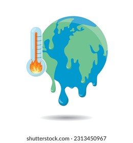 Global warming , climate change ,over heat weather affect, greenhouse effect. vector illustration 